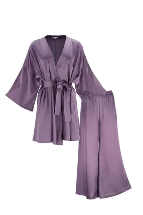 2 Piece Silk Pants Set 'Muse&Leto' in Noble Purple