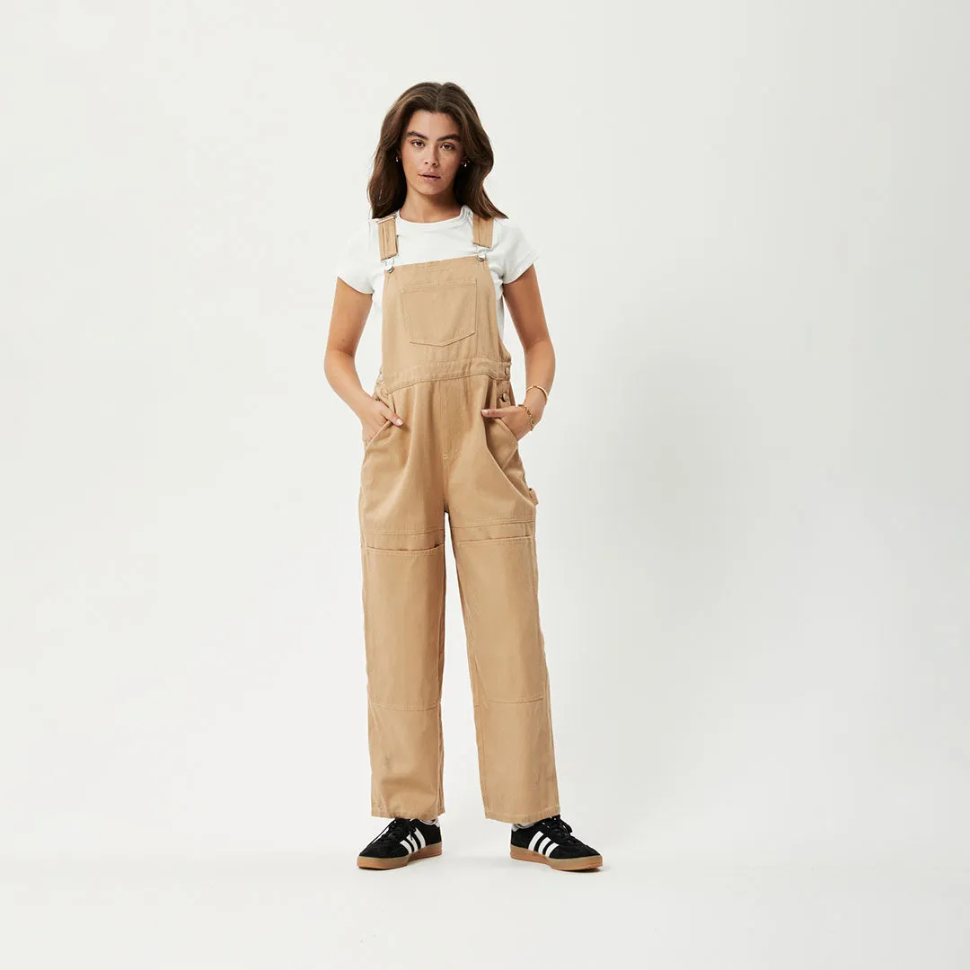 AFENDS Womens Sleepy Hollow Louis - Twill Baggy Overalls - Tan