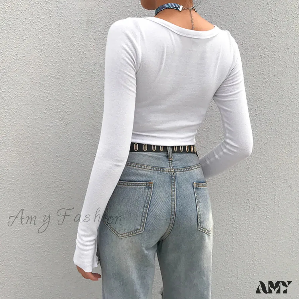 Amy Fashion - Stretchy Long Sleeve Crop Tops Cardigan