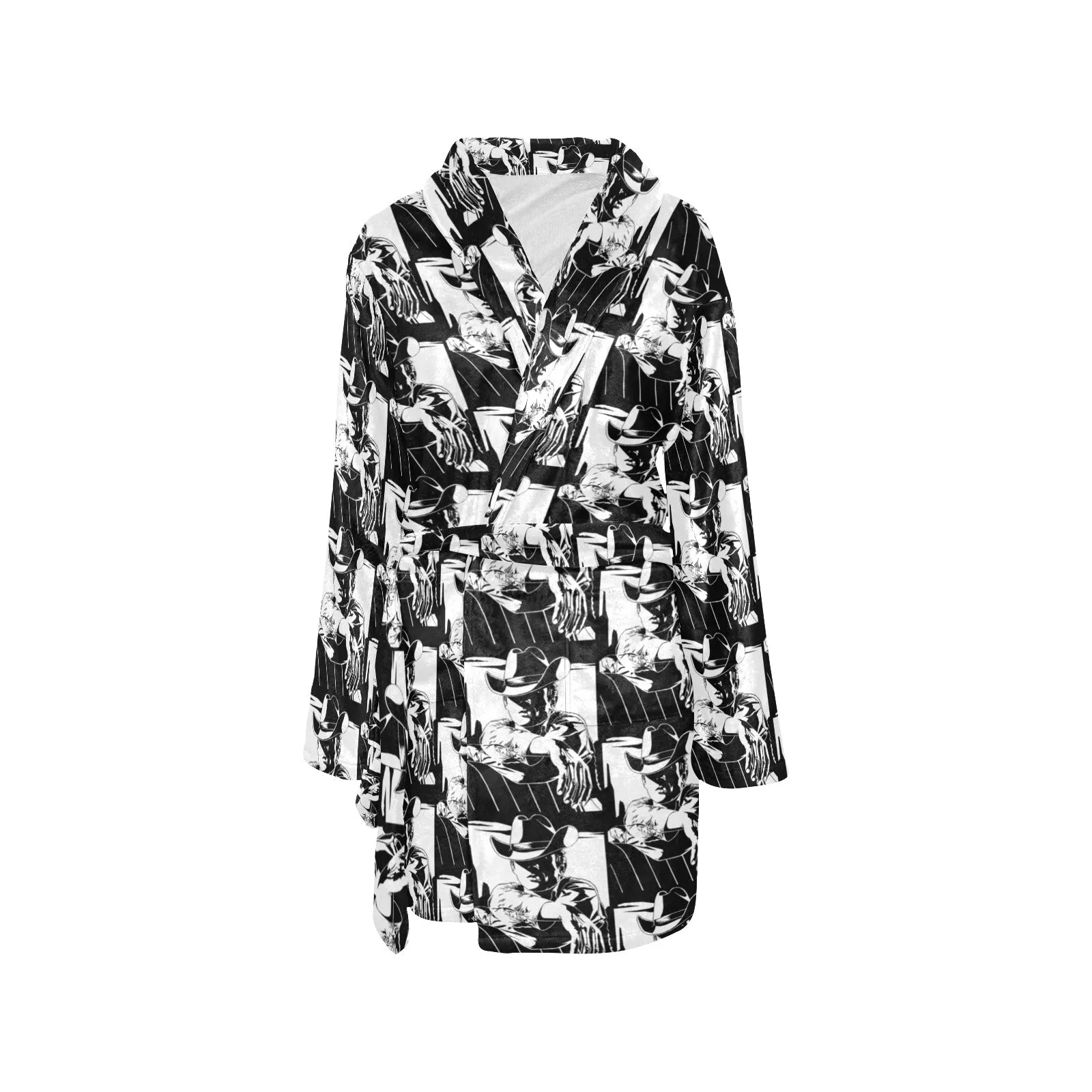 Black White Cowboy Bath Robe