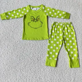 boy green pajamas sets 6 B11-20