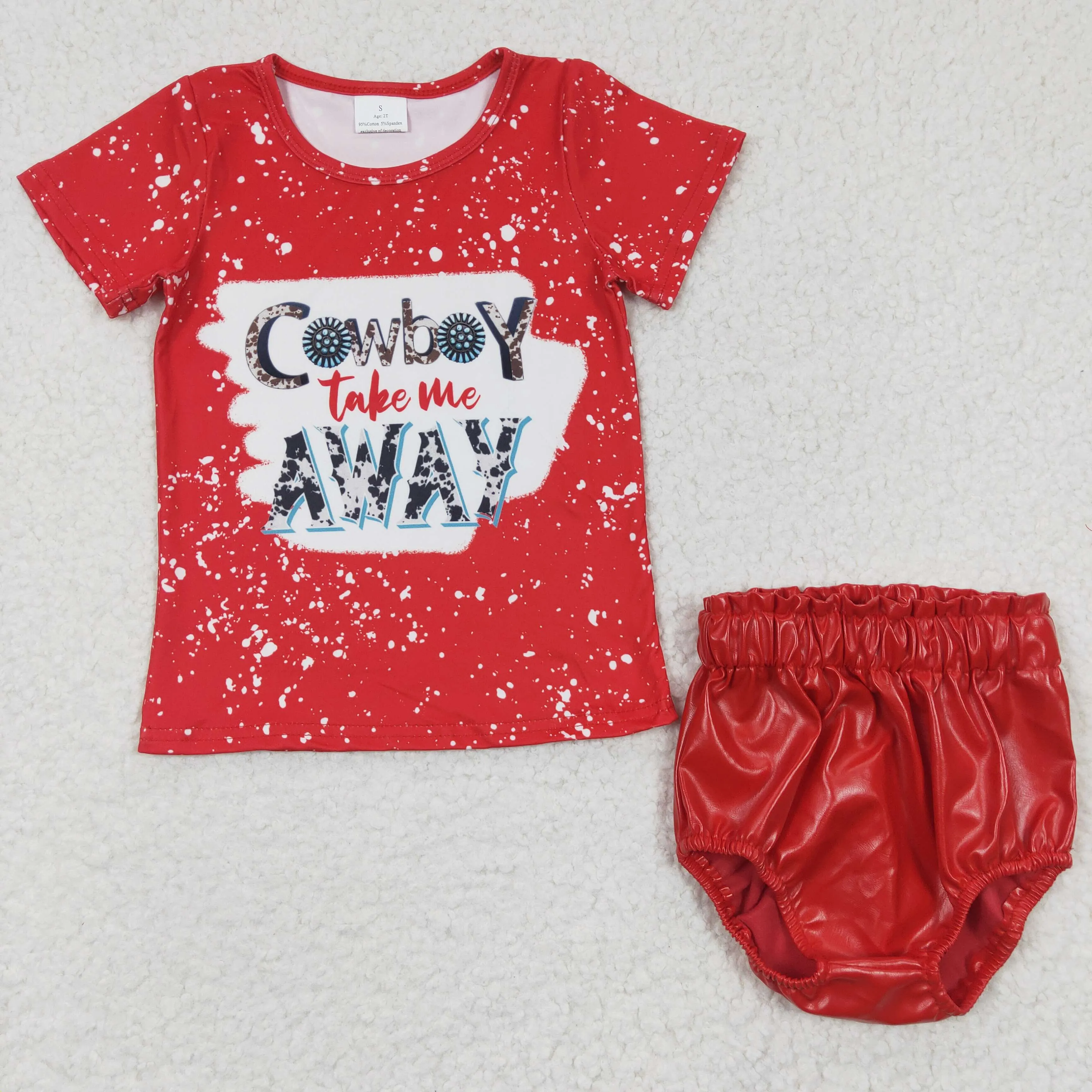 cowboy tops RED leather bummies sets GBO0133