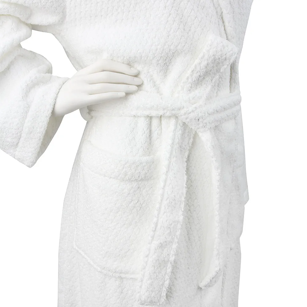 Diamond Jacquard Bathrobe, Medium-Large, White