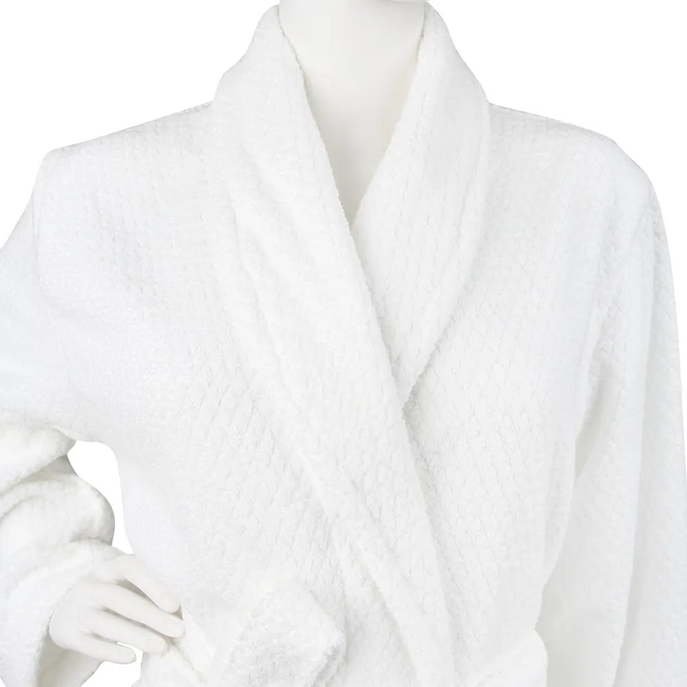 Diamond Jacquard Bathrobe, Medium-Large, White