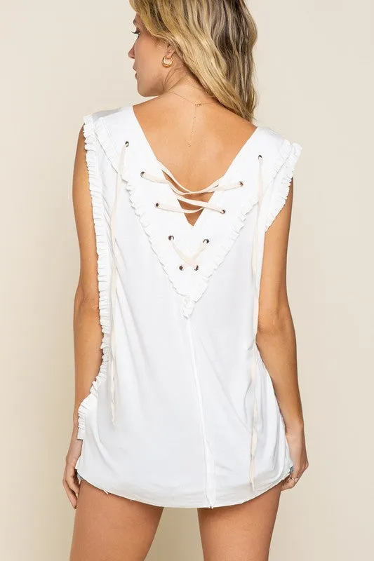 DS Criss cross Lace up Open Back Tank Top