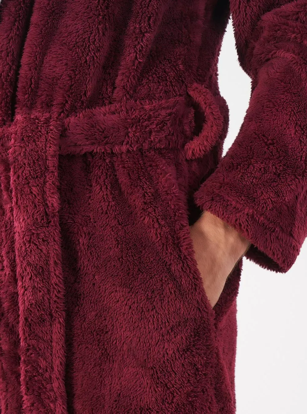 Flannel Soft Plush Long Bathrobe with Hooded