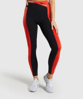 Gymshark Colour Block Leggings - Black/Red/White