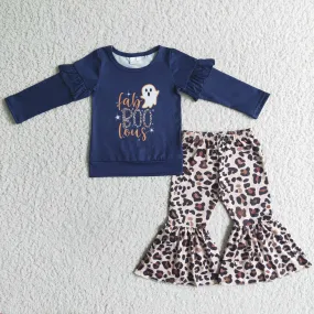 Halloween Boo tops Leopard bottoms sets GLP0074