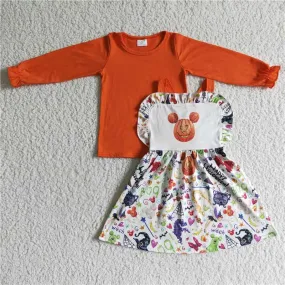 Halloween Pumpkin suspender dress sets GLD0033