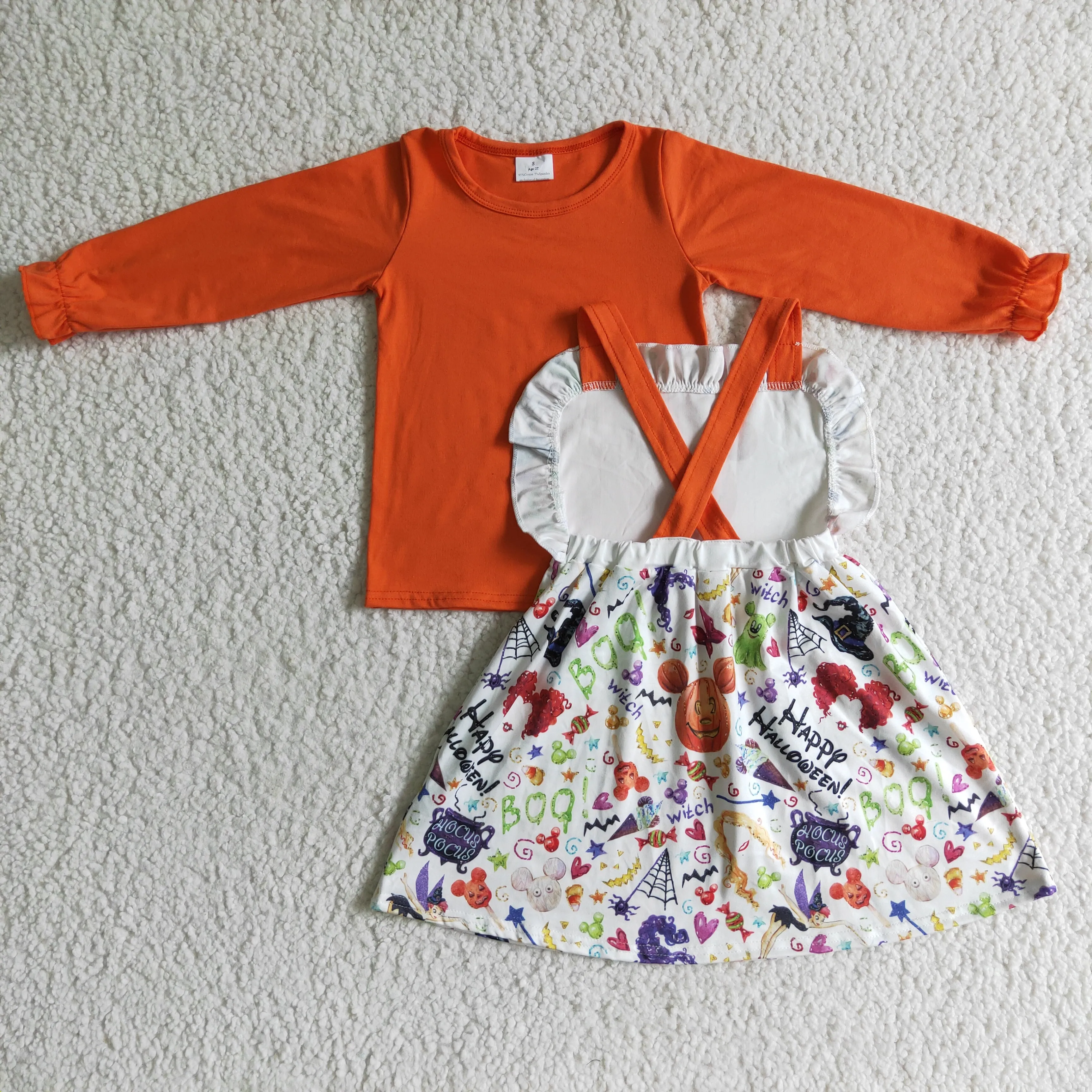 Halloween Pumpkin suspender dress sets GLD0033