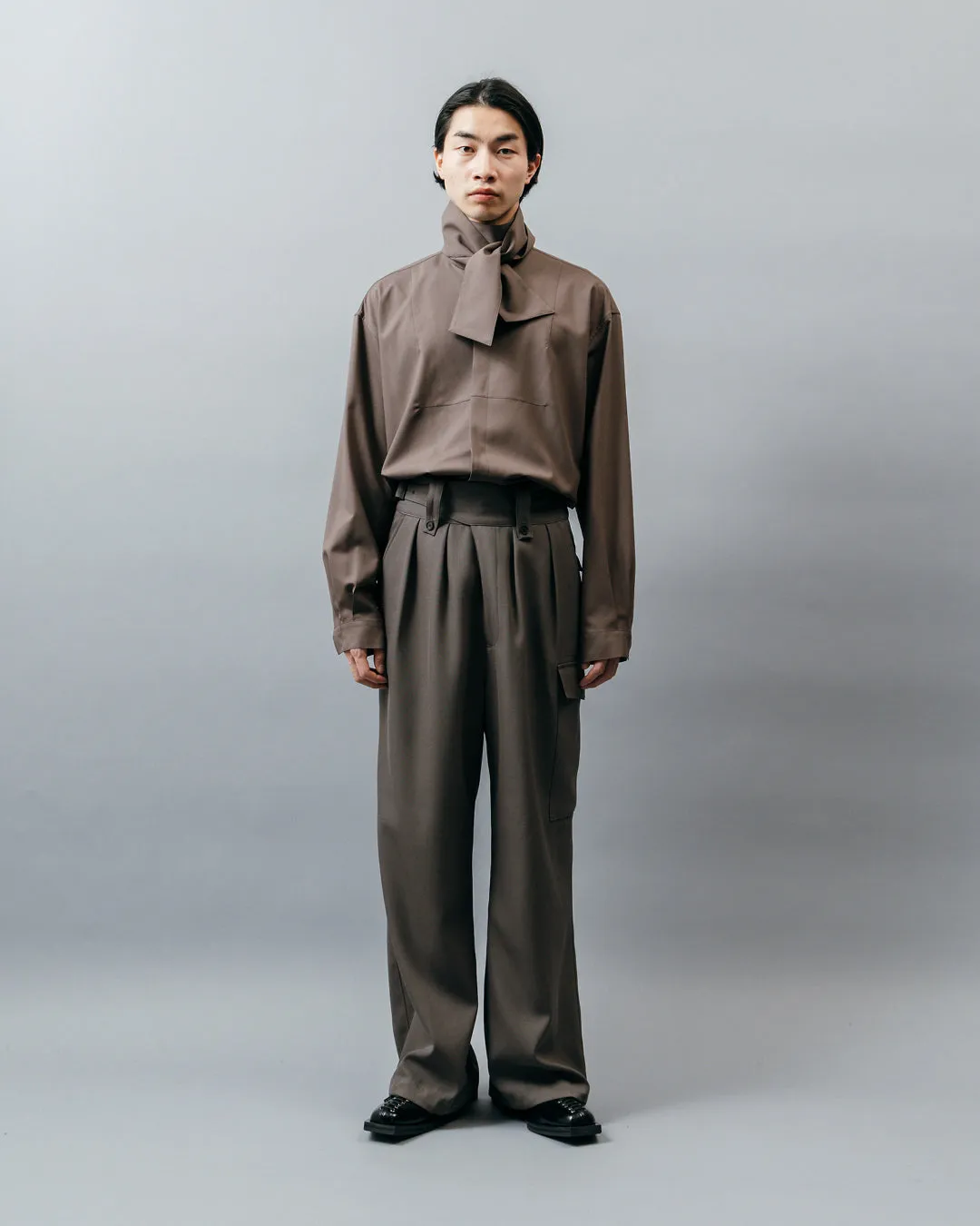 HEAVY WOOL GABARDINE GURKHA CARGO PANTS .11【GUNMETAL】