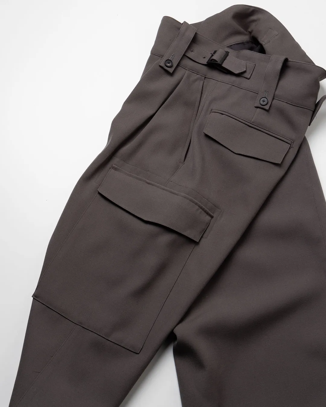 HEAVY WOOL GABARDINE GURKHA CARGO PANTS .11【GUNMETAL】