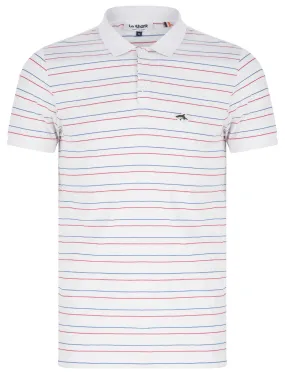 Hugo Pin Stripe Cotton Jersey Polo Shirt In Optic White - Le Shark