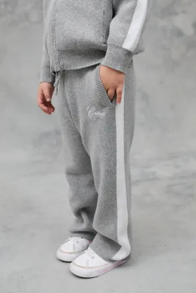 KIDS SIDE STRIPE KNITTED JOGGERS - GREY MARL