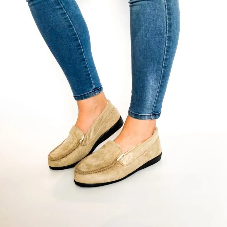 Lazy Bones taupe slip on slipper