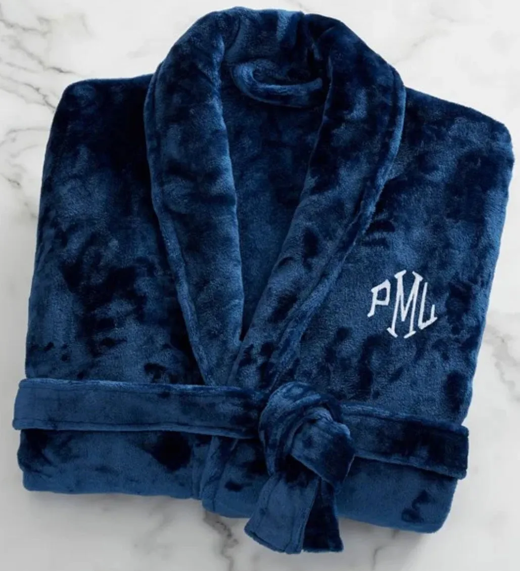 Monogram Unisex Robe in plush or waffle