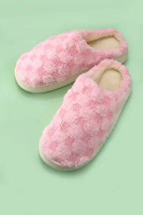 Pink Checkered Warm/Cozy Slippers