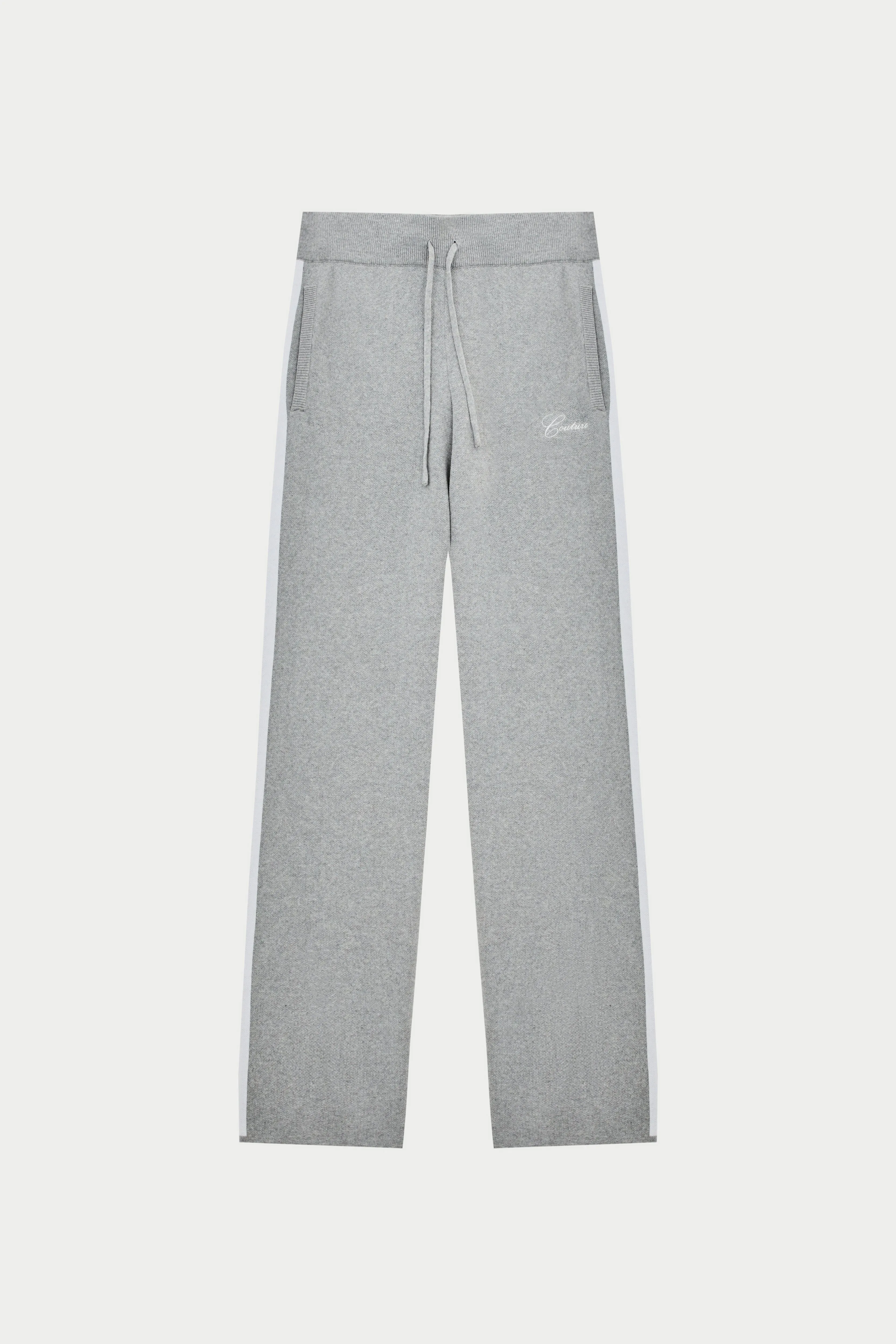 SIDE STRIPE KNITTED JOGGER - GREY MARL