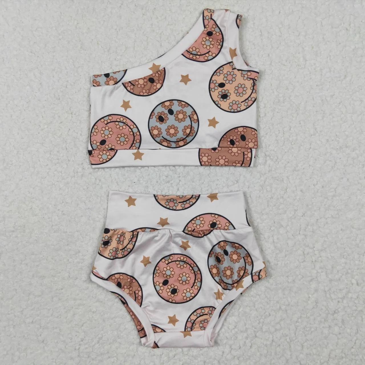 smile face crop tops bummies sets GBO0119