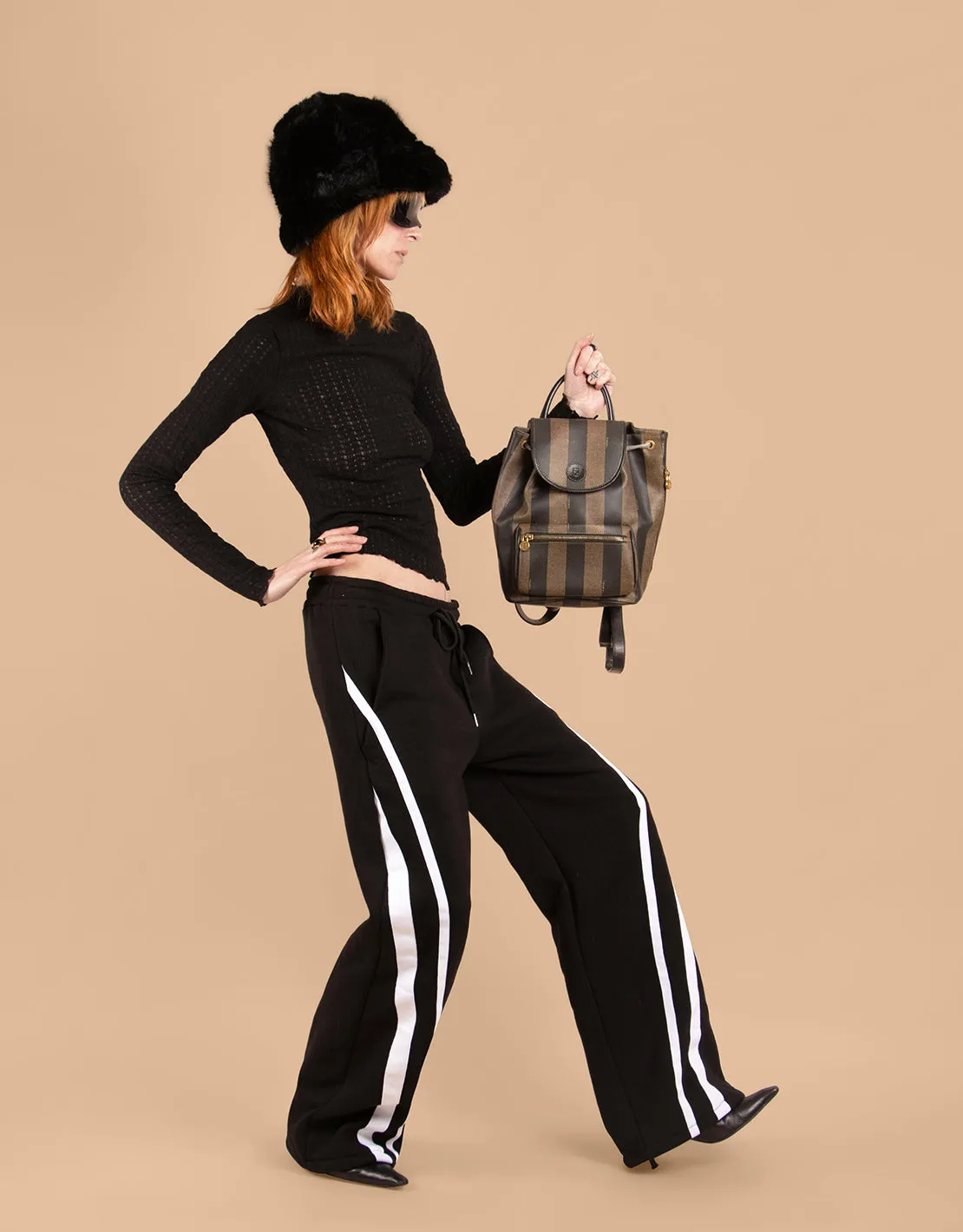 Stripe detail comfy wide trousers