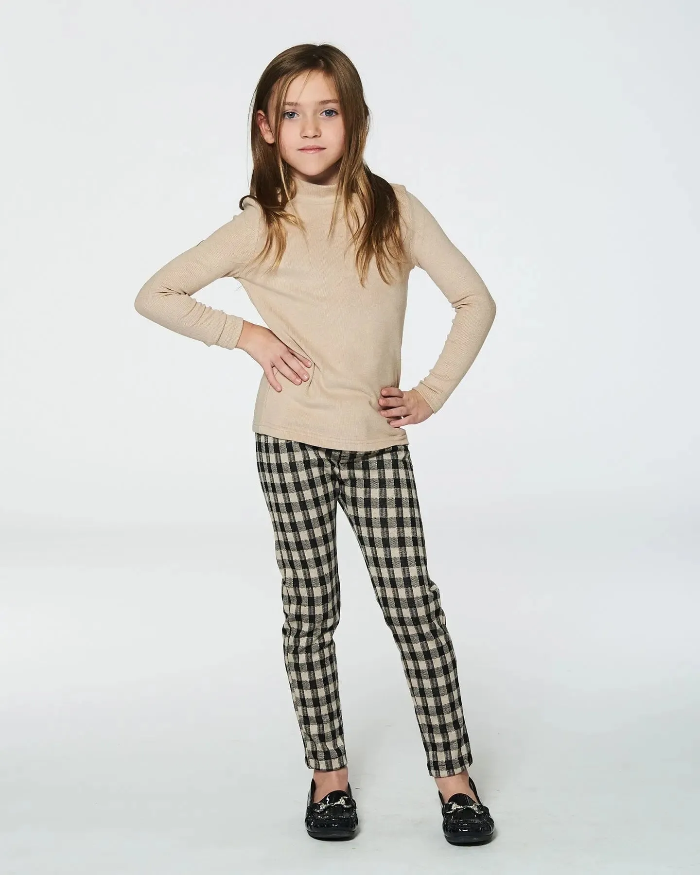 Treggings Plaid Black And Beige