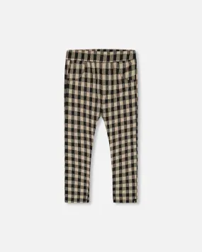 Treggings Plaid Black And Beige