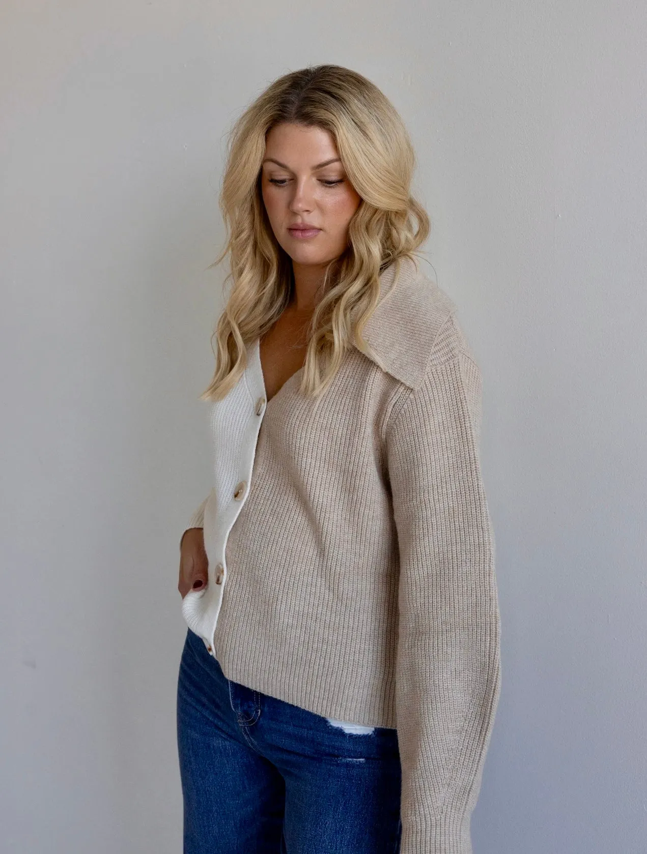 Two-Tone Colorblock Cardigan