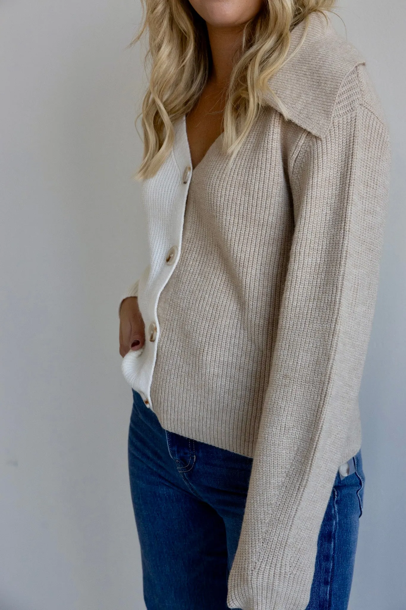 Two-Tone Colorblock Cardigan