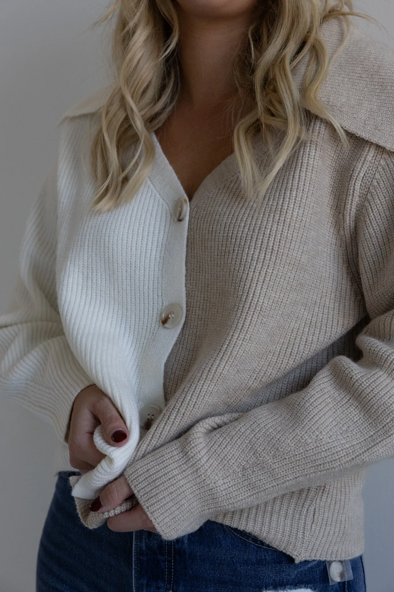 Two-Tone Colorblock Cardigan