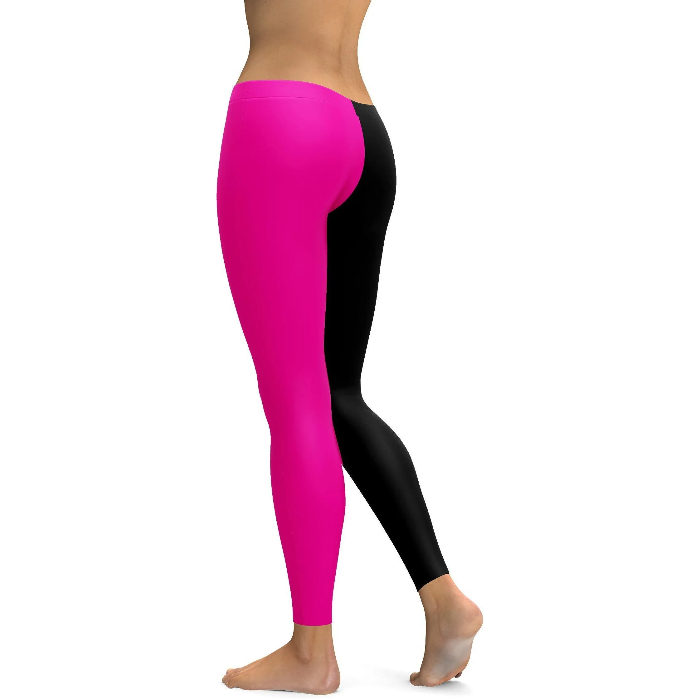 Two Tone Pink & Black Leggings