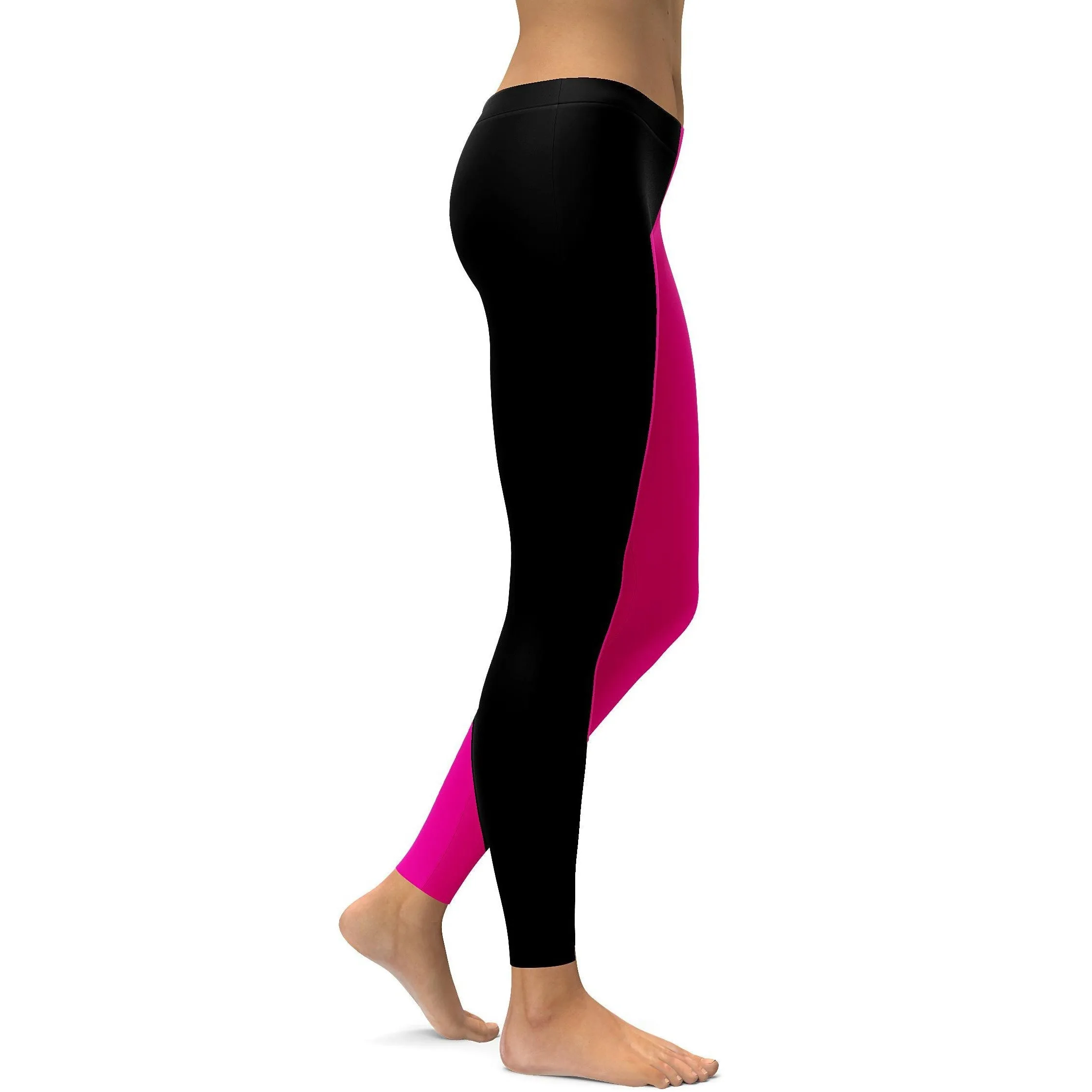 Two Tone Pink & Black Leggings