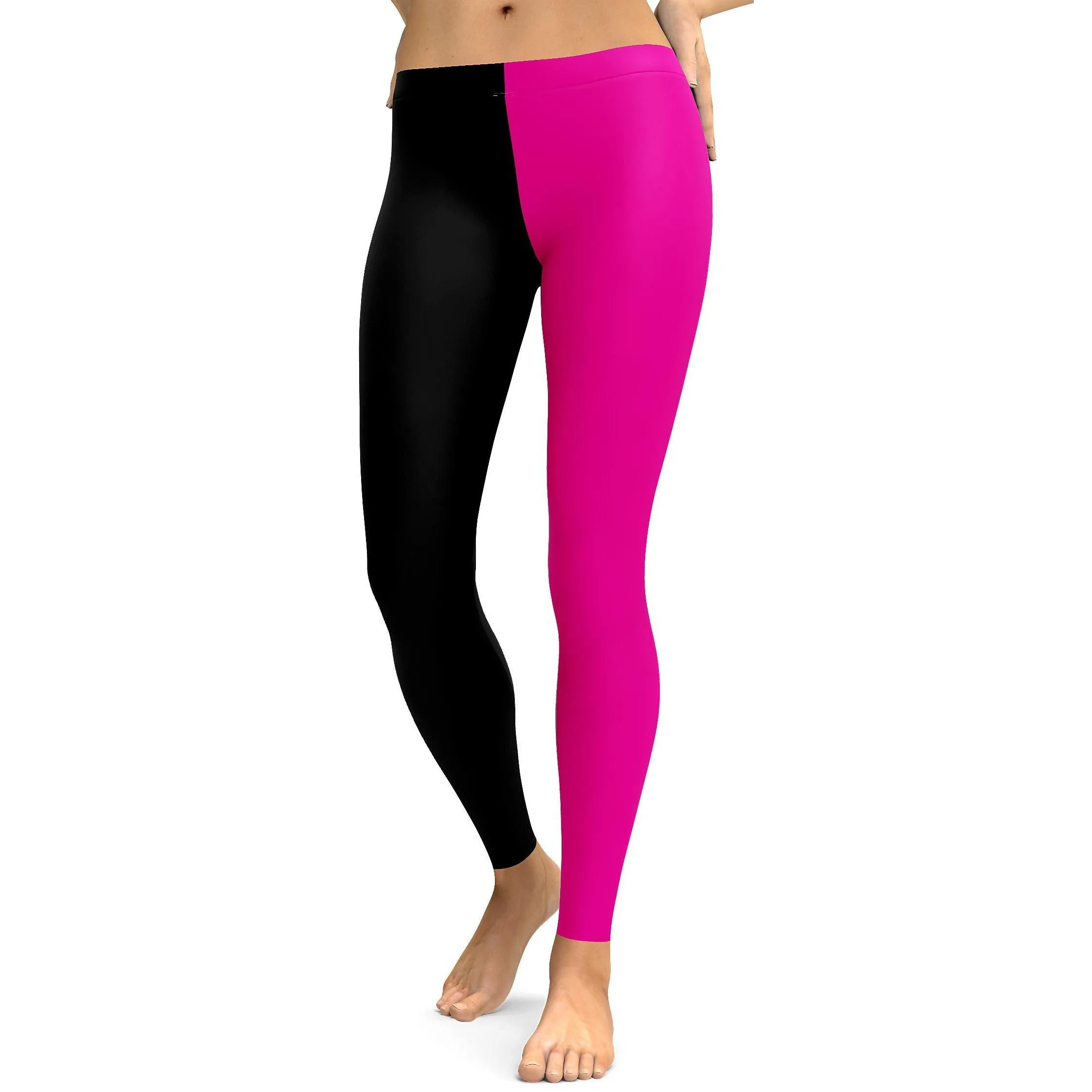 Two Tone Pink & Black Leggings