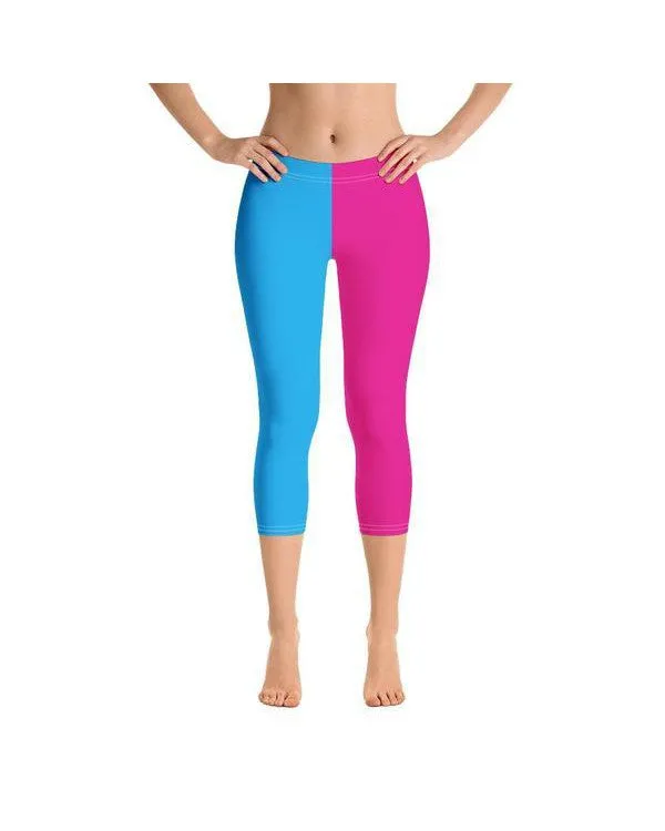 Two Tone Pink & Blue Capris