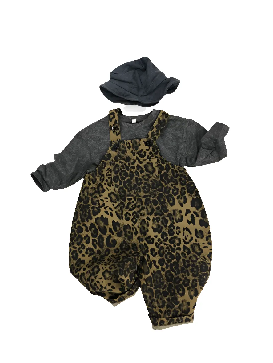 Unisex Leopard Print Overalls Toddler Boys Girls