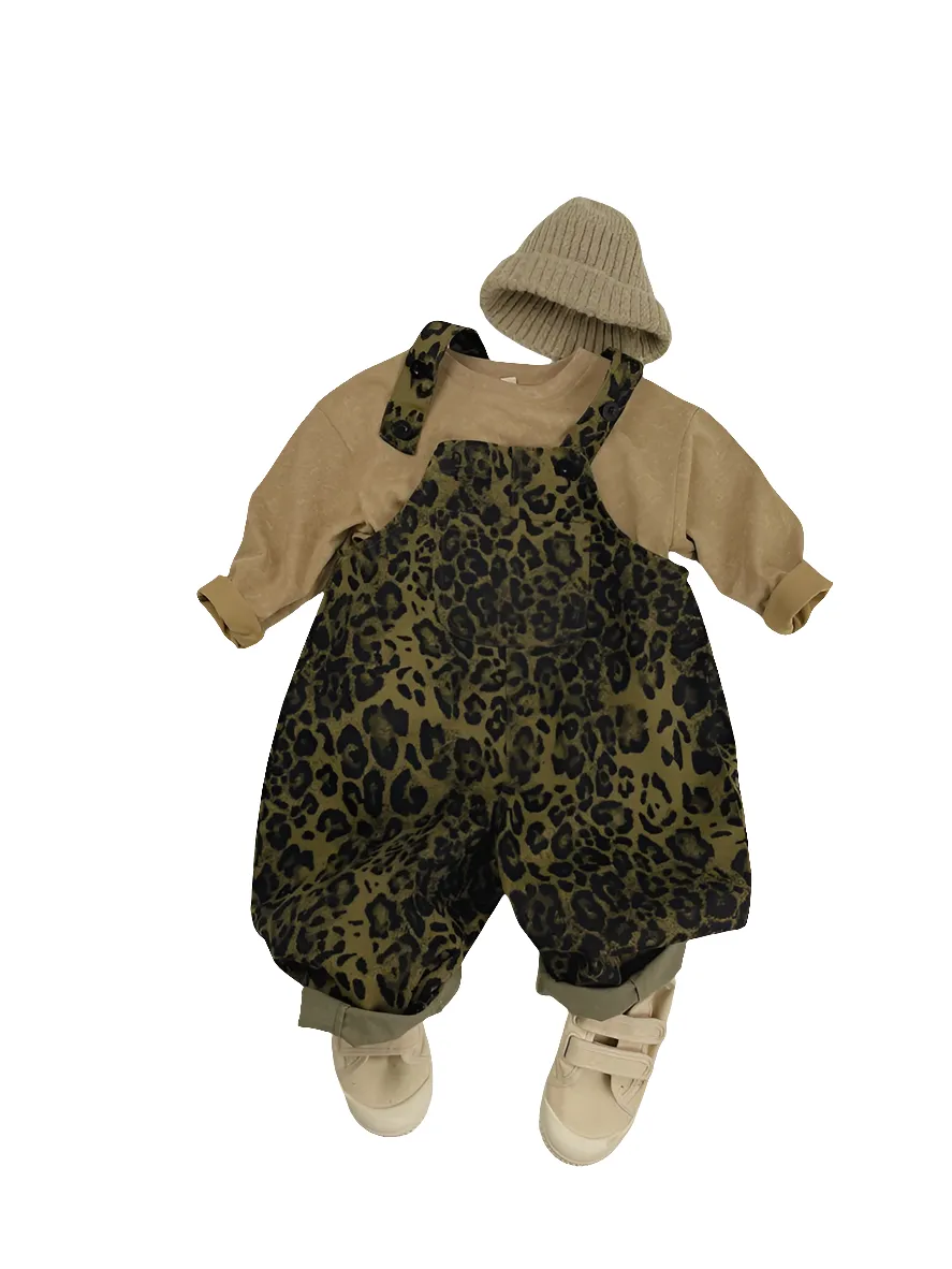 Unisex Leopard Print Overalls Toddler Boys Girls