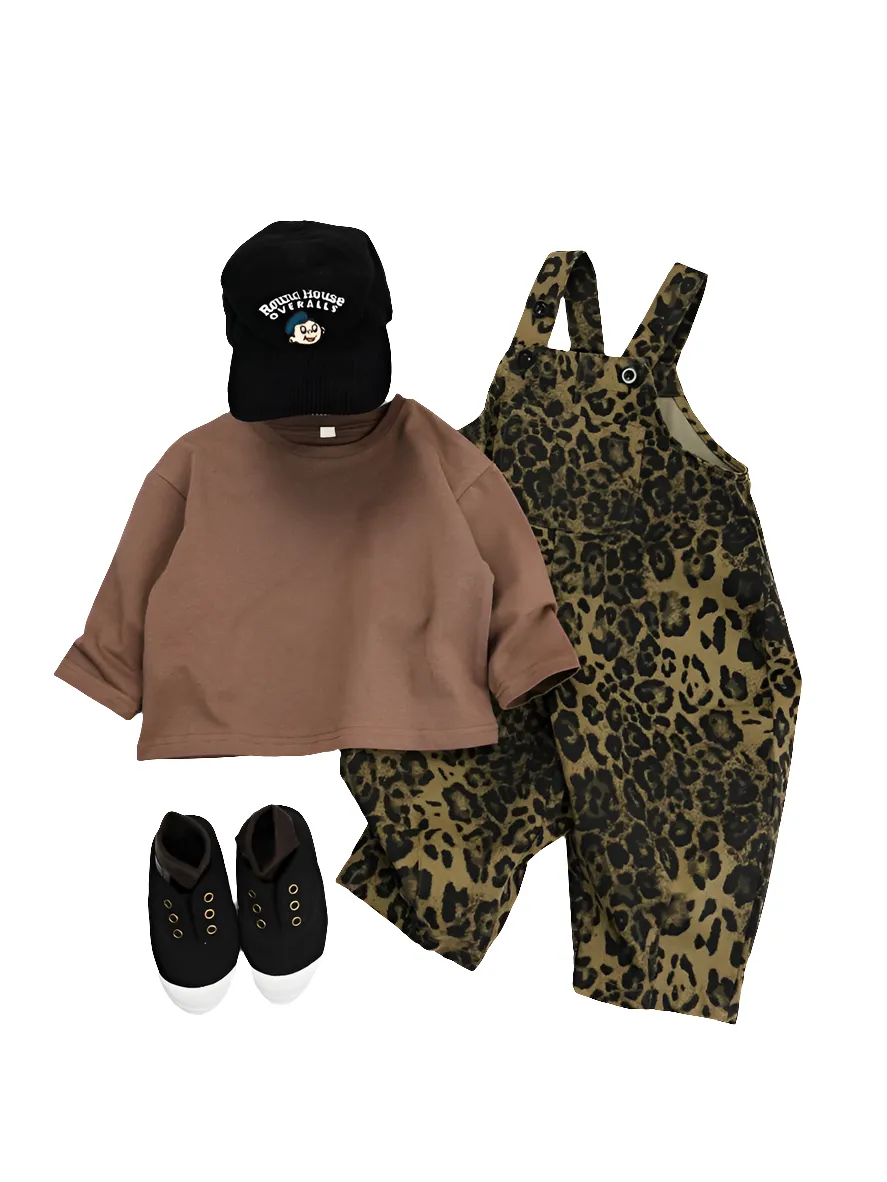 Unisex Leopard Print Overalls Toddler Boys Girls