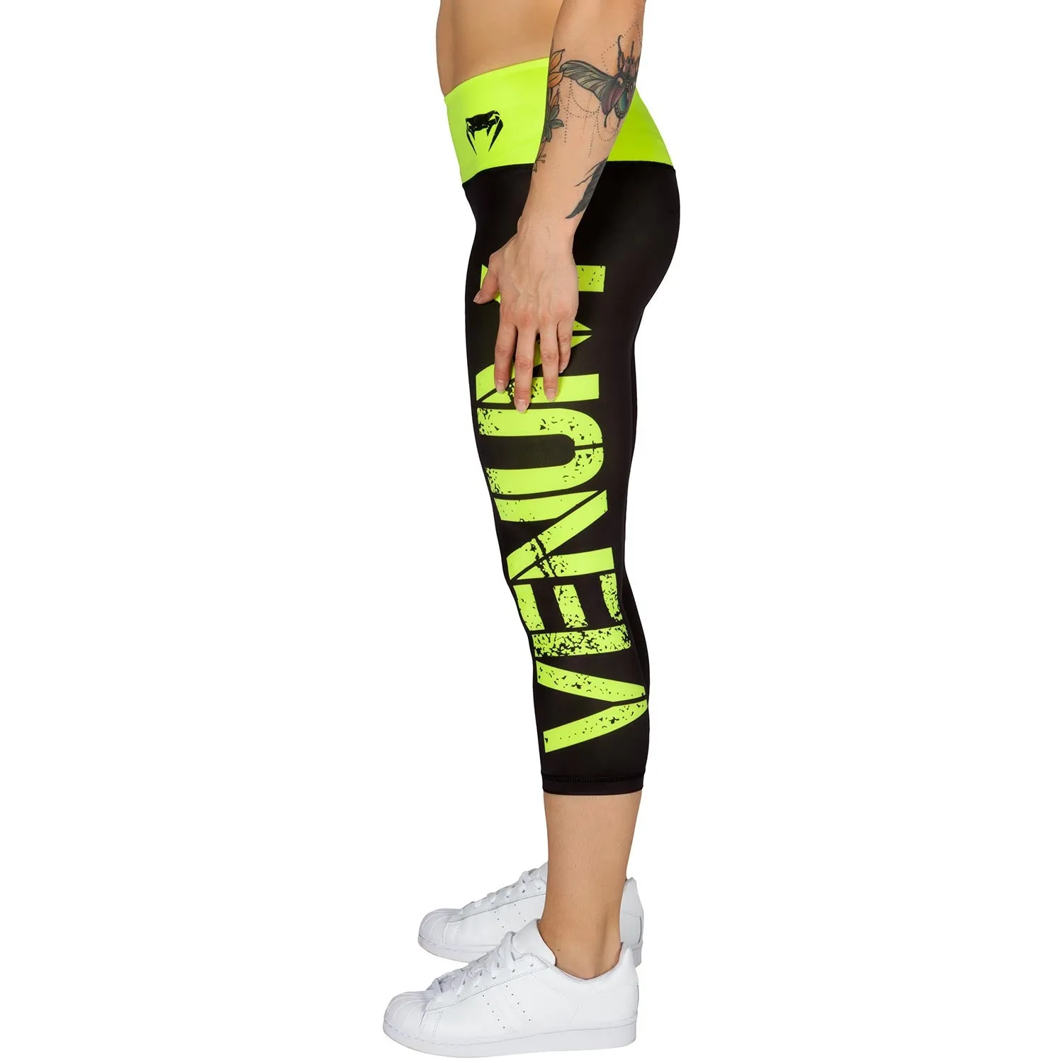 Venum Power Cropped Leggings - Black/Neo Yellow