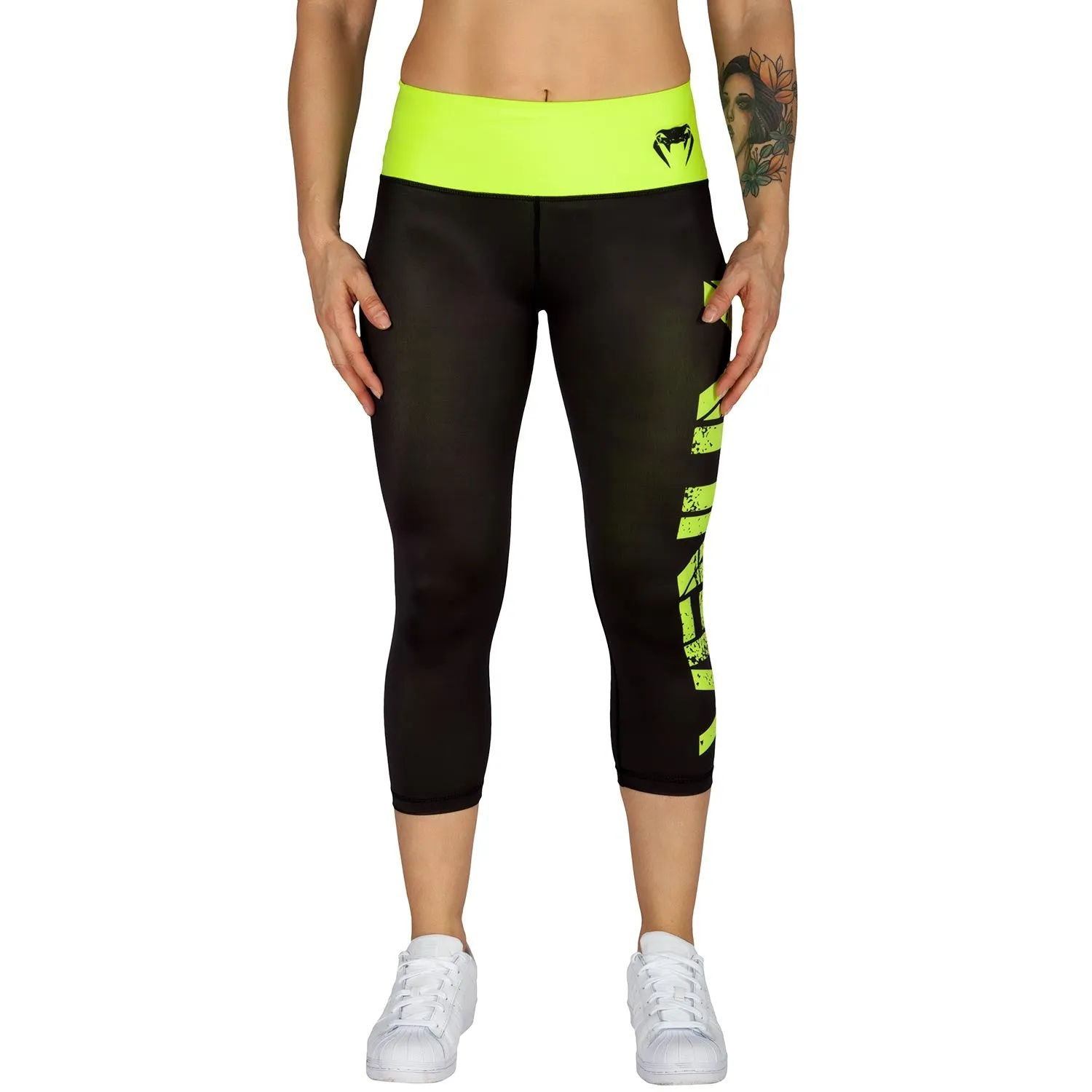 Venum Power Cropped Leggings - Black/Neo Yellow