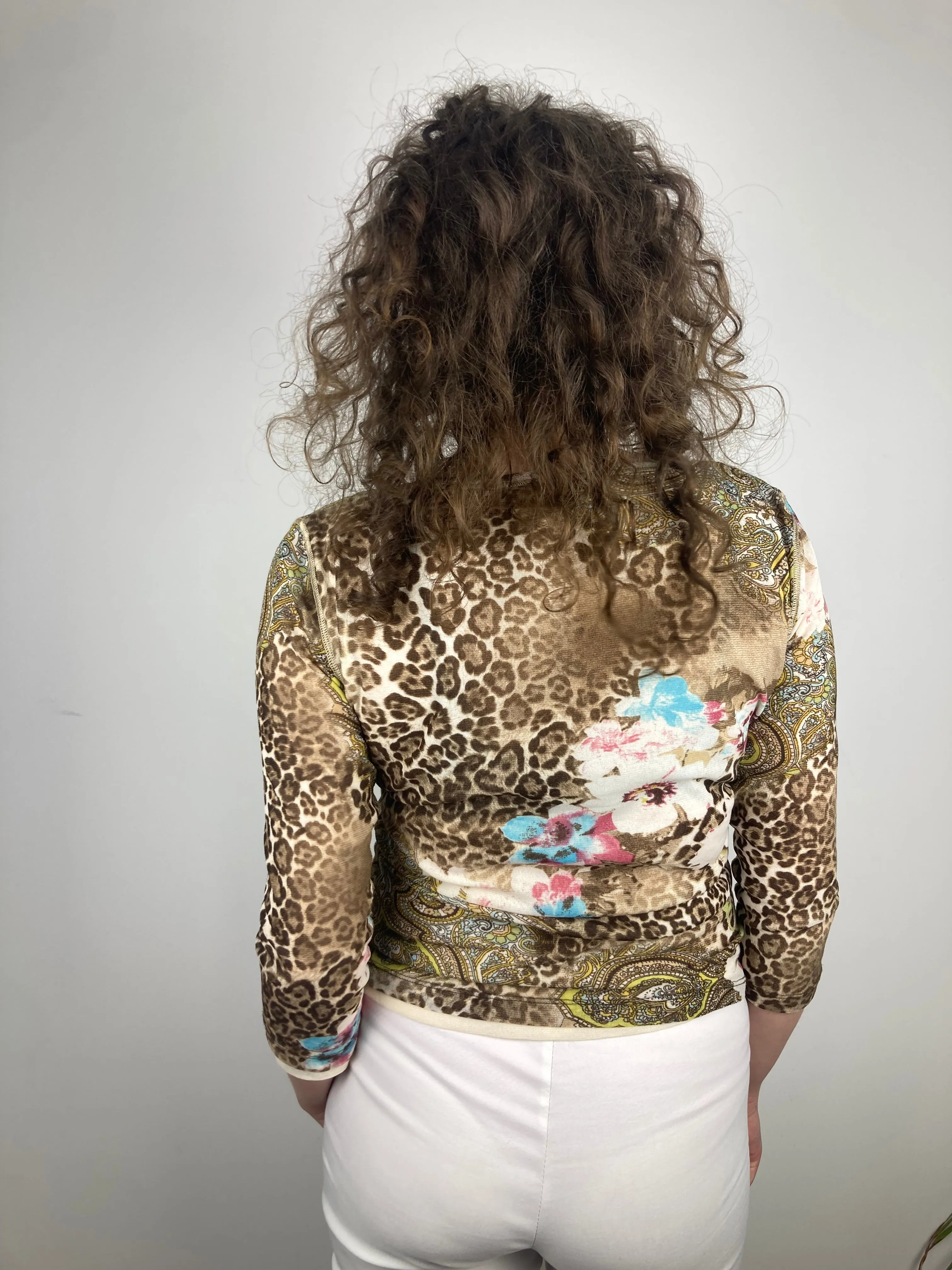 Vintage Leopard Print Mesh Top