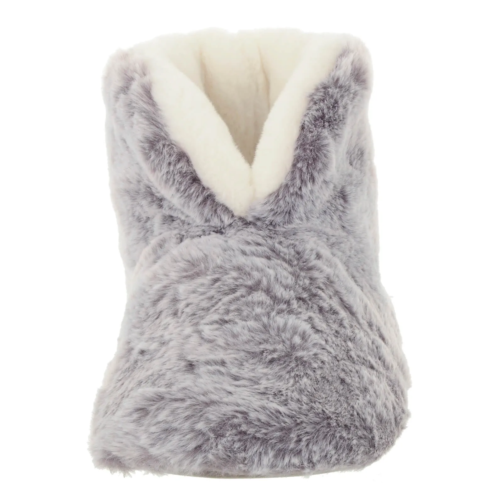 Womens Bootie Slippers Luxury Grey Faux Fur Non Slip - Orla