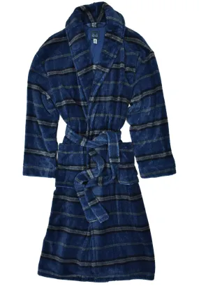 ZM416 Indigo Plaid Plush Robe